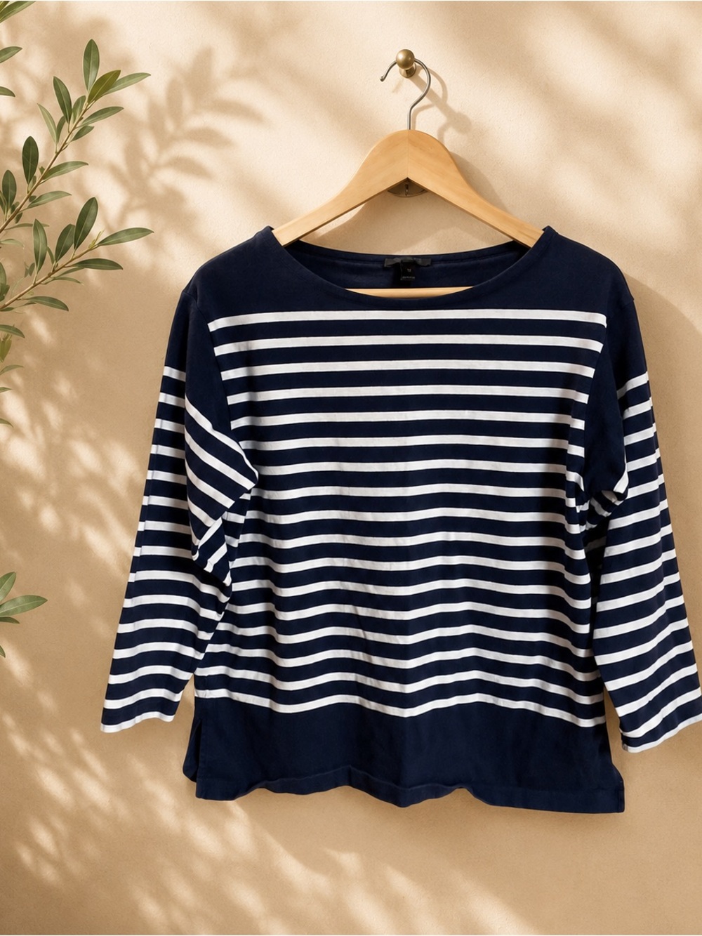 JCrew black label adorable 3/4 nautical cotton stretch top women’s size M